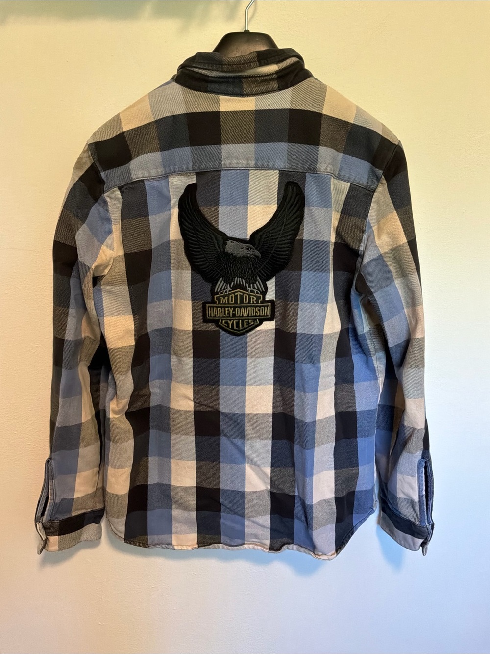 Harley Davidson Motorcycles Factory Distressed Eagle Heavy Weight Flannel Shirt
